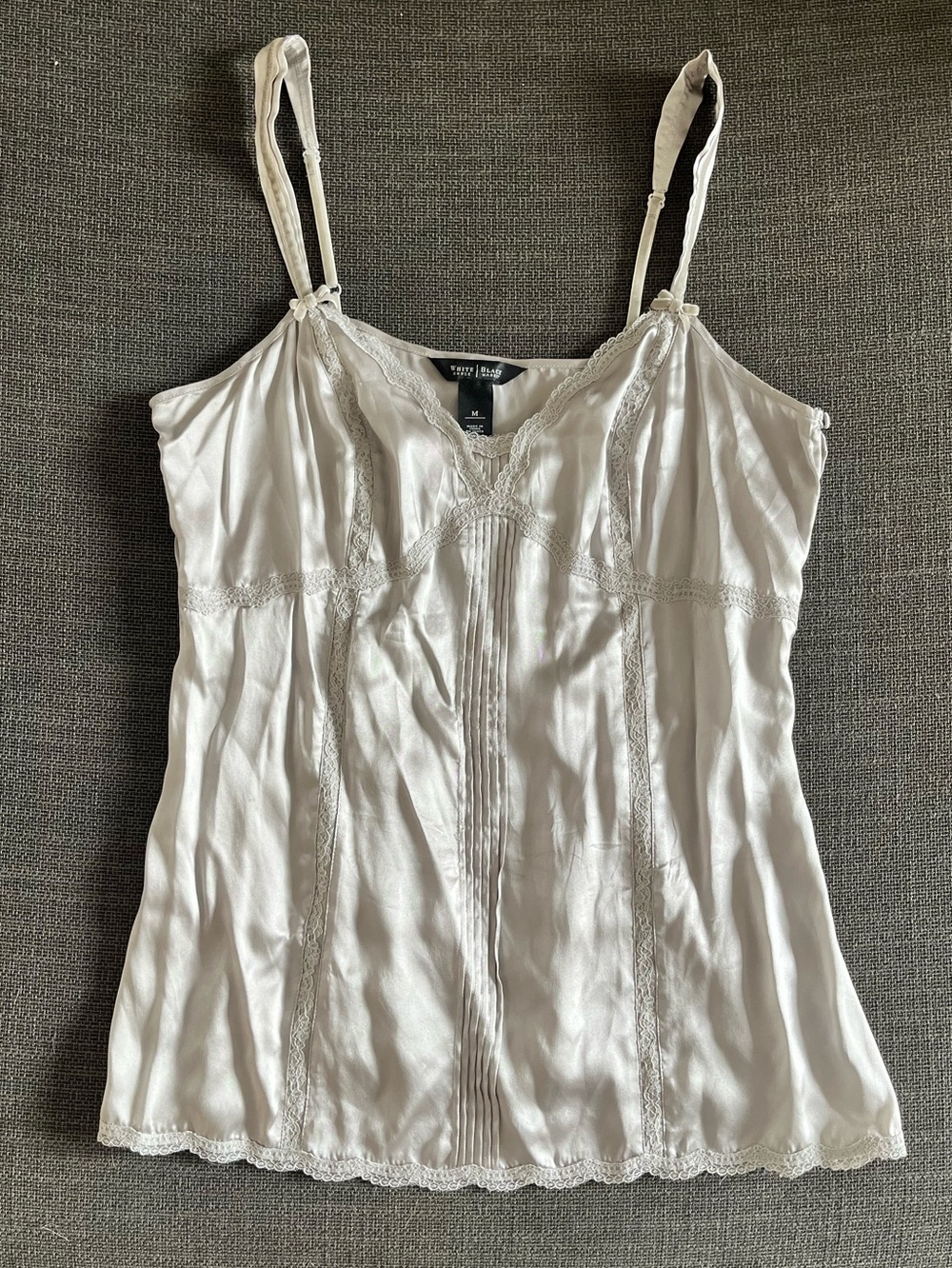 White House Black Market 100% Silk Lace Camisole Cami Top - M